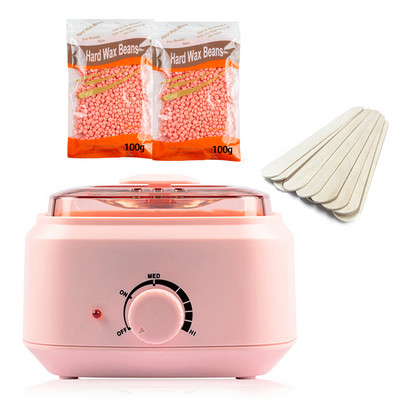 Set grijača voska Stroj za uklanjanje dlačica koji se topi voskom Komplet za depilaciju voskom 200g Voštane zrnca Parafin za depilaciju 10 drvenih štapića Calentador