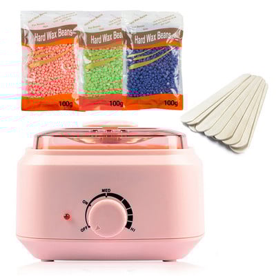 Set grijača voska Stroj za uklanjanje dlačica koji se topi voskom Komplet za depilaciju voskom 200g Voštane zrnca Parafin za depilaciju 10 drvenih štapića Calentador