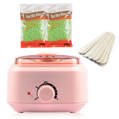 Set grijača voska Stroj za uklanjanje dlačica koji se topi voskom Komplet za depilaciju voskom 200g Voštane zrnca Parafin za depilaciju 10 drvenih štapića Calentador