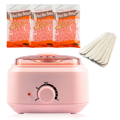 Set grijača voska Stroj za uklanjanje dlačica koji se topi voskom Komplet za depilaciju voskom 200g Voštane zrnca Parafin za depilaciju 10 drvenih štapića Calentador