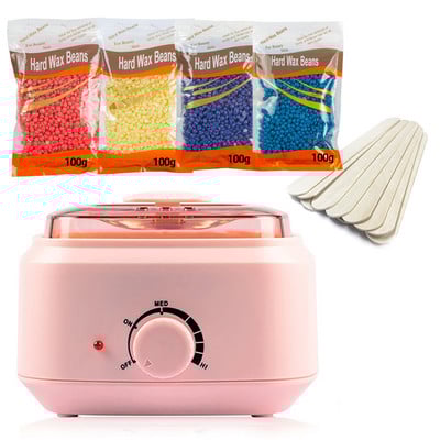 Set grijača voska Stroj za uklanjanje dlačica koji se topi voskom Komplet za depilaciju voskom 200g Voštane zrnca Parafin za depilaciju 10 drvenih štapića Calentador