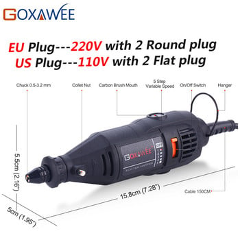 GOXAWEE 110V 220V Електрически инструменти Електрическа мини бормашина с 0,3-3,2 мм универсален патронник и въртящи се инструменти за Dremel 3000 4000