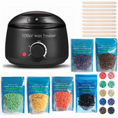 500CC Električni vosak za uklanjanje dlačica - grijač Zrna voska 10 komada Drvene naljepnice Setovi za uklanjanje dlačica Komplet za depilaciju cera depilator