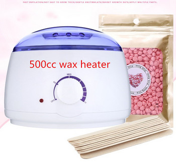 500CC Electric Hair Removal Wax- Heater Wax Beans 10τμχ Αυτοκόλλητα ξύλου Σετ αποτρίχωσης Κιτ αποτρίχωσης cera depilator