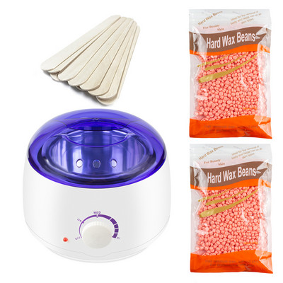 Komplet za depilaciju Grijač voska Grijač za uklanjanje dlačica sa 200 g zrna tvrdog voska 10 komada Aplikatori Štapići Parafin Stroj za topljenje vrućeg voska 500 ml