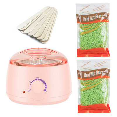 Komplet za depilaciju Grijač voska Grijač za uklanjanje dlačica sa 200 g zrna tvrdog voska 10 komada Aplikatori Štapići Parafin Stroj za topljenje vrućeg voska 500 ml