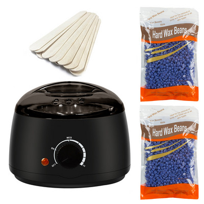 Komplet za depilaciju Grijač voska Grijač za uklanjanje dlačica sa 200 g zrna tvrdog voska 10 komada Aplikatori Štapići Parafin Stroj za topljenje vrućeg voska 500 ml