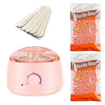 Komplet za depilaciju Grijač voska Grijač za uklanjanje dlačica sa 200 g zrna tvrdog voska 10 komada Aplikatori Štapići Parafin Stroj za topljenje vrućeg voska 500 ml