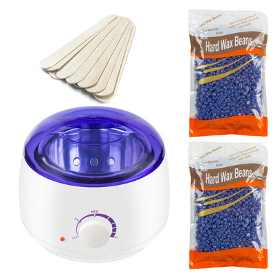 Komplet za depilaciju Grijač voska Grijač za uklanjanje dlačica sa 200 g zrna tvrdog voska 10 komada Aplikatori Štapići Parafin Stroj za topljenje vrućeg voska 500 ml