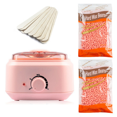 Komplet za depilaciju Grijač voska Grijač za uklanjanje dlačica sa 200 g zrna tvrdog voska 10 komada Aplikatori Štapići Parafin Stroj za topljenje vrućeg voska 500 ml