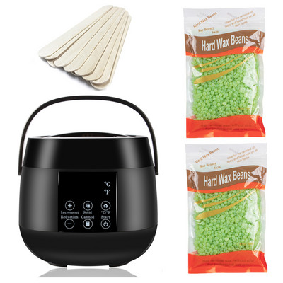 Komplet za depilaciju Grijač voska Grijač za uklanjanje dlačica sa 200 g zrna tvrdog voska 10 komada Aplikatori Štapići Parafin Stroj za topljenje vrućeg voska 500 ml