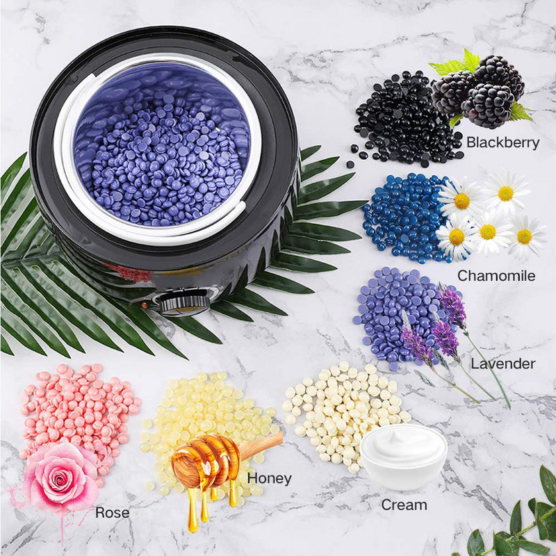 Komplet za depilaciju Grijač voska Grijač za uklanjanje dlačica sa 200 g zrna tvrdog voska 10 komada Aplikatori Štapići Parafin Stroj za topljenje vrućeg voska 500 ml