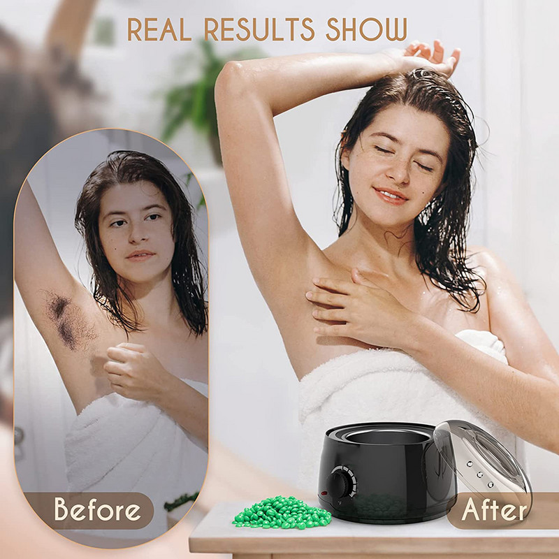 Komplet za depilaciju Grijač voska Grijač za uklanjanje dlačica sa 200 g zrna tvrdog voska 10 komada Aplikatori Štapići Parafin Stroj za topljenje vrućeg voska 500 ml