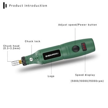 Μίνι ηλεκτρικό τρυπάνι 100V~240V Ηλεκτρικά Εργαλεία Πολυλειτουργικός μύλος Αξεσουάρ λείανσης Σετ 3 ταχυτήτων στυλό χάραξης για Dremel