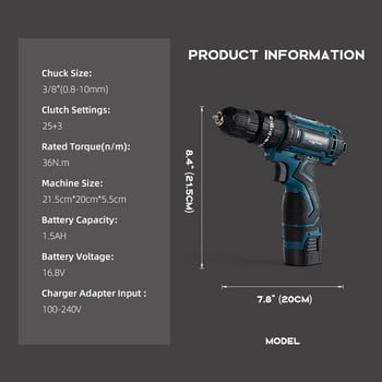 Ηλεκτρικό κατσαβίδι 16,8 V Wireless Impact Electric Cordless Power Tool 36NM Torque New Electric Drill Drilling Machine Mini Hand Drill