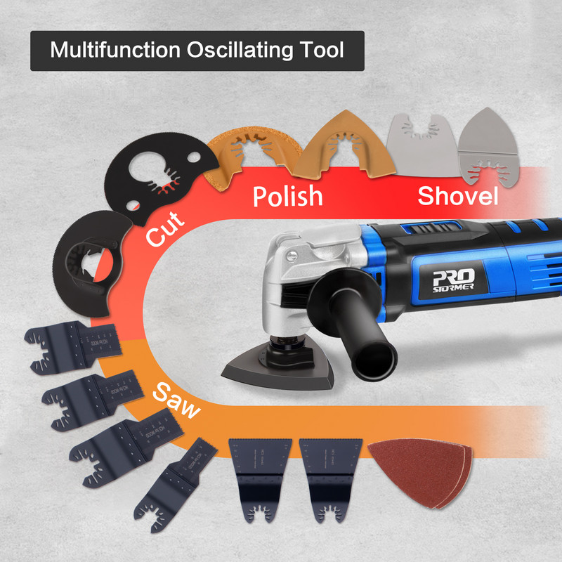 Мултифункционален инструмент Осцилиращ многофункционален инструмент Реноватор с променлива скорост Електрически тример за декорация на дома Електрически трион от PROSTORMER