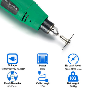 Dremel 260W Mini Electric Drill Engraver Περιστροφικό εργαλείο στίλβωσης μηχανής Ηλεκτρικό εργαλείο 5 Μεταβλητής ταχύτητας στυλό χάραξης με αξεσουάρ