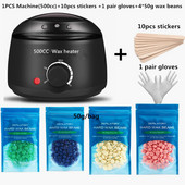 500CC elektrinis plaukų šalinimo vaškas- šildytuvas vaško pupelės 10vnt medienos lipdukai plaukų šalinimo rinkiniai vaškavimo rinkinys cera depiliatorius