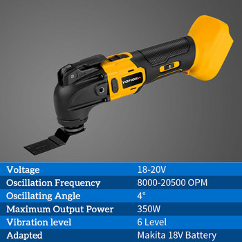 Yofidra Brushless Oscillating Multi-Tool for Makita 18V Battery Trimmer Trimmer Shovel cutting Woodworking Tool