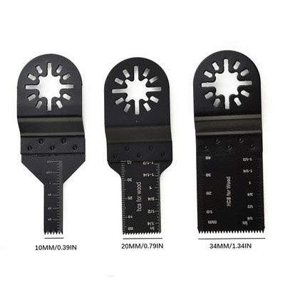 3 бр. осцилиращ нож за трион 10/20/34 mm многофункционален режещ нож за реноватор Дърводелски електроинструмент за рязане на дървообработващи инструменти