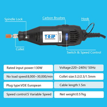 TASP 230V 130W Dremel Περιστροφικό Σετ εργαλείων Ηλεκτρικό μίνι τρυπάνι χαράκτη κιτ λείανσης με αξεσουάρ Ηλεκτρικά εργαλεία για βιοτεχνικά έργα