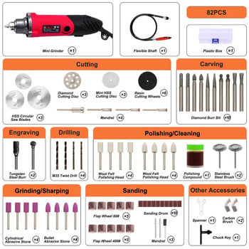 GOXAWEE Electric Drill Engraver Grinder Power Tool Set 240W Mini Drill with Flex Shaft Rotary Tools Accessories for Dremel