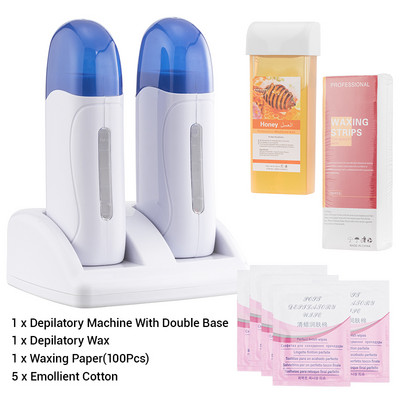 Φορητό Mini Wax Machine Kit Roll On Wax Heater Αποτριχωτικό κερί Heater with Waxing Strips Θερμαντικό κιτ αποτρίχωσης