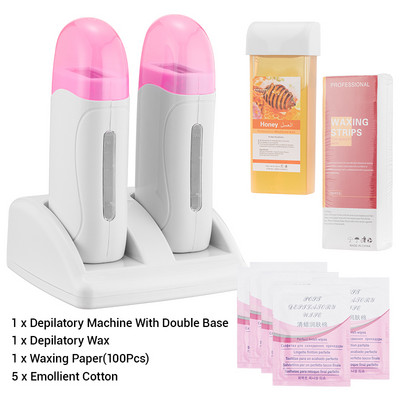 Φορητό Mini Wax Machine Kit Roll On Wax Heater Αποτριχωτικό κερί Heater with Waxing Strips Θερμαντικό κιτ αποτρίχωσης