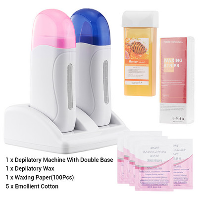 Φορητό Mini Wax Machine Kit Roll On Wax Heater Αποτριχωτικό κερί Heater with Waxing Strips Θερμαντικό κιτ αποτρίχωσης