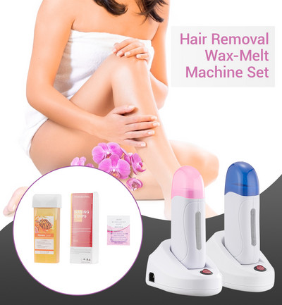 Φορητό Mini Wax Machine Kit Roll On Wax Heater Αποτριχωτικό κερί Heater with Waxing Strips Θερμαντικό κιτ αποτρίχωσης