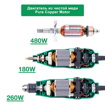 480W/260W/180W Мини гравьор Бормашина Ротационни инструменти Електрическа машина Мелничка за смилане на метално дърво