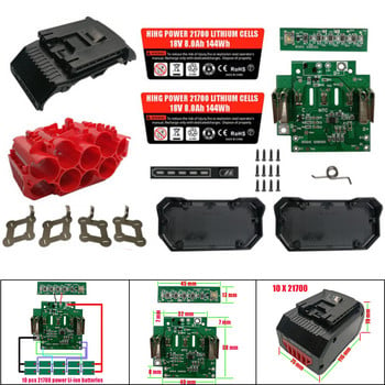Πλαστική θήκη μπαταρίας BAT618 Θήκη μπαταρίας ιόντων λιθίου 5 / 10 πυρήνα Κέλυφος πλακέτας κυκλώματος PCB για Bosch BAT618 18V 18650 21700 Μπαταρία