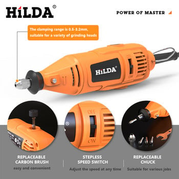 Αξεσουάρ HILDA Electric Mini Drill Grinder Graving Pen Mini Drill Electric Rotary Tool Grinding Machine