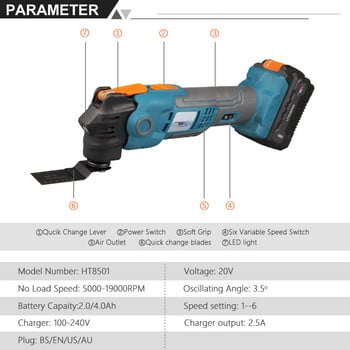 NEWONE 20V Li-ion Cordless Quickchange Oscillating Tool Αντικραδασμικό Κατοχυρωμένο με δίπλωμα ευρεσιτεχνίας Electric Trimmer Renovator Quick-release