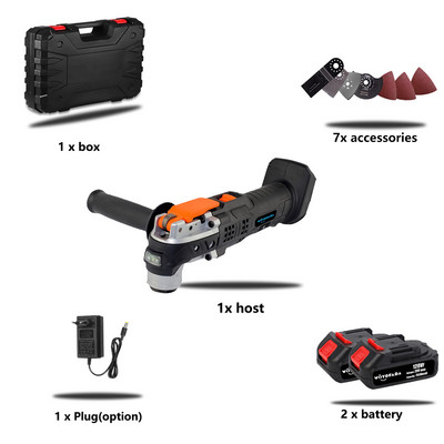 Instrumente multiple oscilante multifuncționale electrice 6 viteze variabile Trimmer fără fir Ferăstrău renovator Ferăstrău electric Instrument electric cu cutie