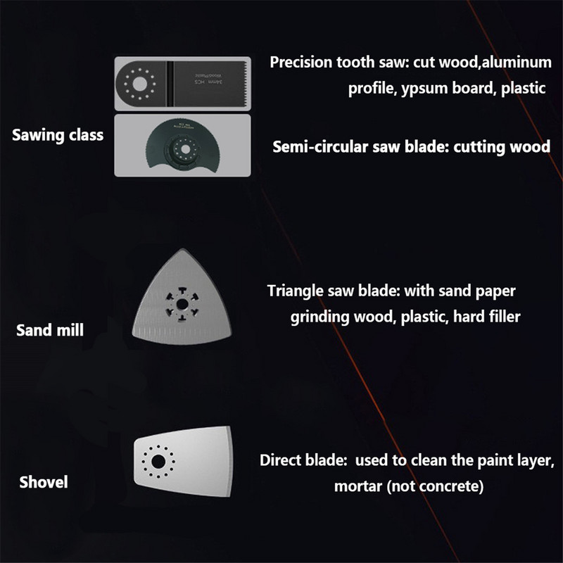 Instrumente multiple oscilante multifuncționale electrice 6 viteze variabile Trimmer fără fir Ferăstrău renovator Ferăstrău electric Instrument electric cu cutie