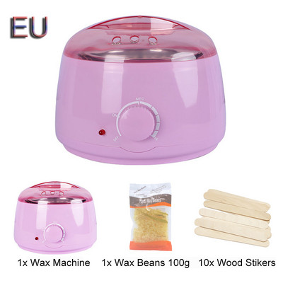 Încălzitor de ceară pentru îndepărtarea părului Mașină de topire a ceară Kit de epilare Încălzitor de parafină Bețe de lemn Set de instrumente profesionale pentru îndepărtarea părului