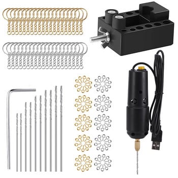 USB Mini Electric Drill Kit with Drill Bits for Resin Plastic Wood Polymer Clay Jewelry μενταγιόν Κατασκευή προμήθειες DIY Wood Craft