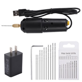 USB Mini Electric Drill Kit with Drill Bits for Resin Plastic Wood Polymer Clay Jewelry μενταγιόν Κατασκευή προμήθειες DIY Wood Craft