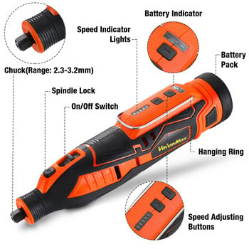 ValueMax 12V Li-lon Cordless Rotary Tools Tool for Home DIY Variable Speed Carving Pen Multi-Tool with 101PC Engraver Accessories