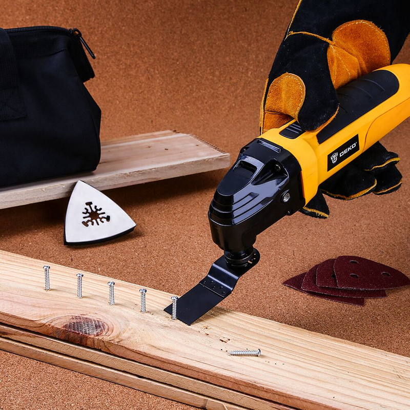 DEKO 220V kintamo greičio elektrinis daugiafunkcis svyruojančių įrankių rinkinys Daugiafunkcis elektrinis įrankis elektrinis žoliapjovės pjūklas su priedais