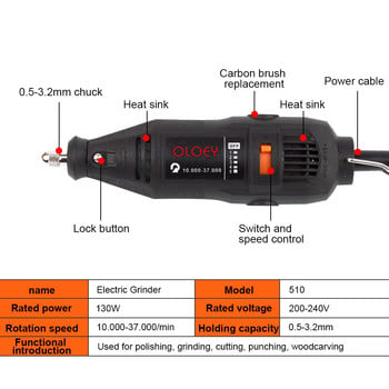 Ηλεκτρικό Dremel Mini Drill 180W Ηλεκτρικό τρυπάνι τροχιακό στιλβωτικό Περιστροφικός μύλος εργαλείων Μίνι-μύλος Μηχανή λείανσης