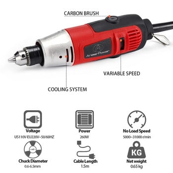 Νέο Dremel 260W Mini Electric Drill Engraver Περιστροφικό ηλεκτρικό εργαλείο στίλβωσης Μηχάνημα λείανσης σκάλισμα στυλό χάραξης με αξεσουάρ