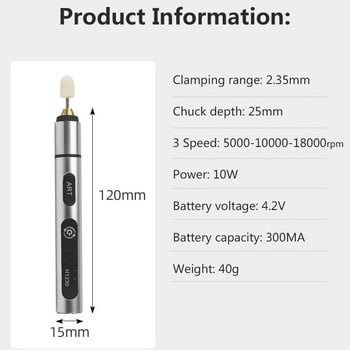 Mini Wireless Drill Electric Carving Pen 3 Speed USB Cordless Drill Drill Rotary Tools Engraver Pen for Wood Metal Metal Jade Seal Carving