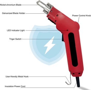 Air Cooled Electric Hot Knife Πανί Hot Knife Σχοινί Πανί τοίχου Εργαλείο κοπής αφρού με ρυθμιζόμενα κιτ εργαλείων Power Cutte Αξεσουάρ