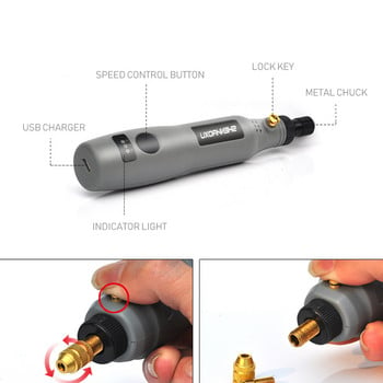 Mini Cordless Drill Power Tools Electric 3,6V Drill Grinder Grinding Accessories Set Ασύρματο στυλό χάραξης για Dremel Home DIY