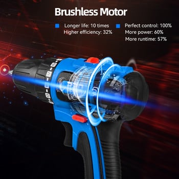 21V Brushless Electric Drill 40NM Screwdriver 2000mAh Wireless Power Battery Electric Screwdriver Drill 5pcs Bit PROSTORMER