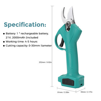 198VF Cordless Electric Pluner Rechargeable Battery Prining Shear Efficient Fruit Tree Bonsai Branches Tree Cutter Εξωραϊσμός