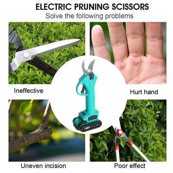 198VF Cordless Electric Pluner Rechargeable Battery Prining Shear Efficient Fruit Tree Bonsai Branches Tree Cutter Εξωραϊσμός