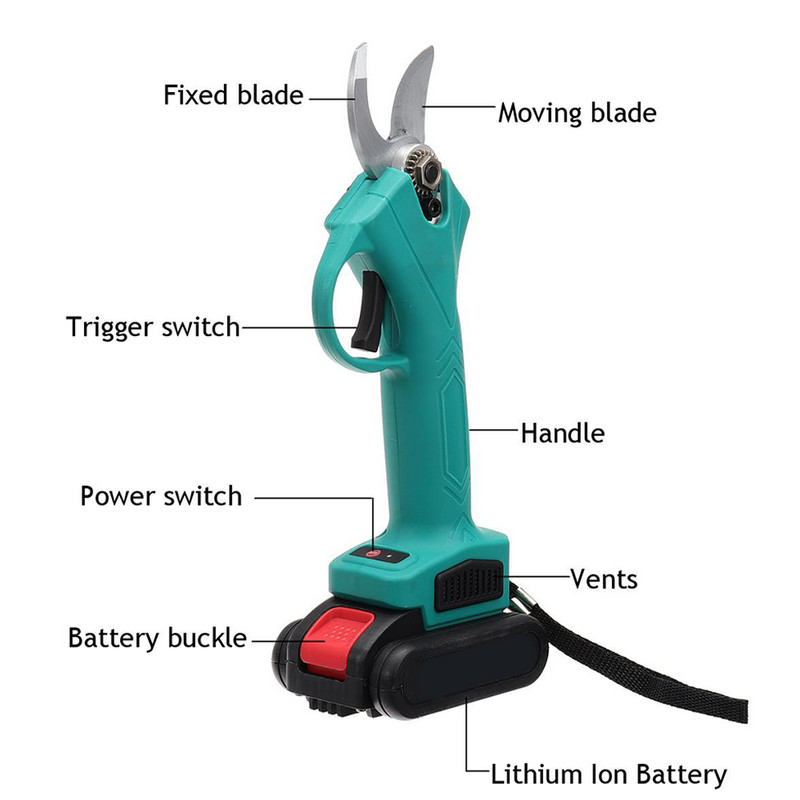 Tăiere electrică fără fir 198VF, baterie reîncărcabilă, forfecare eficientă a pomilor fructiferi, tăietor de ramuri de copac bonsai, amenajarea teritoriului